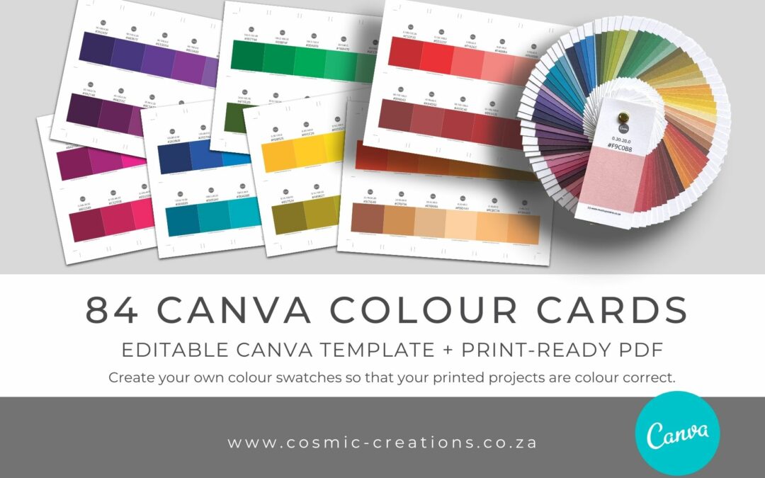 84 Colour Swatch Cards, Canva Template