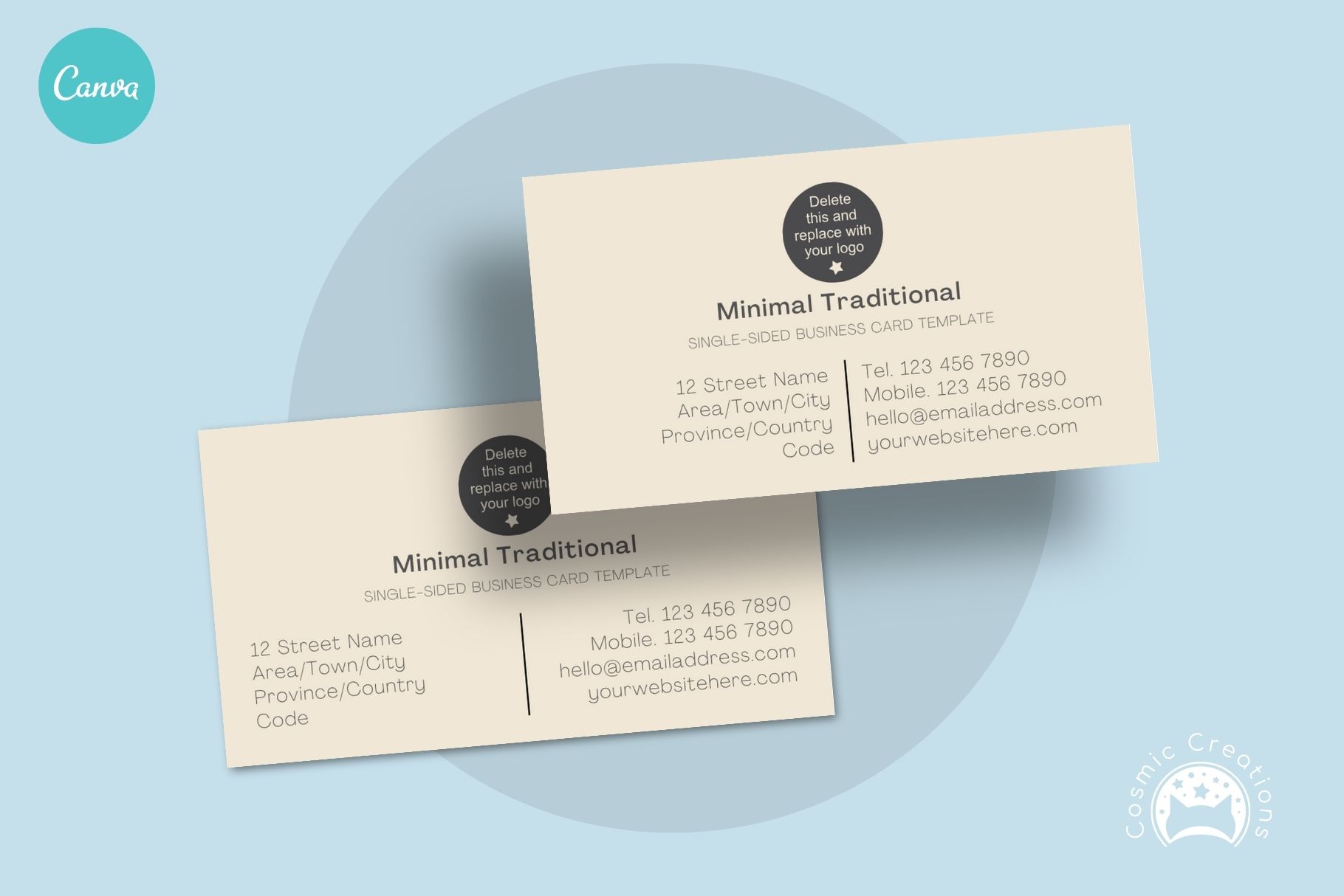 Minimal Traditional Business Card Template for Canva
