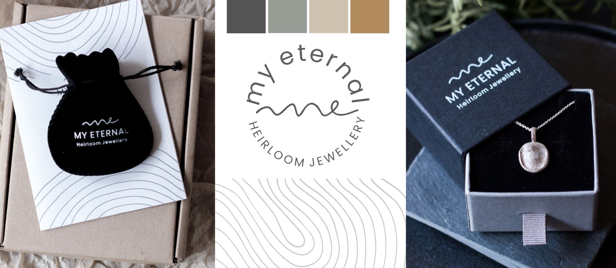 My Eternal Heirloom Jewellery Logo Development - image shows some of the components built in creating the branding for this small business.